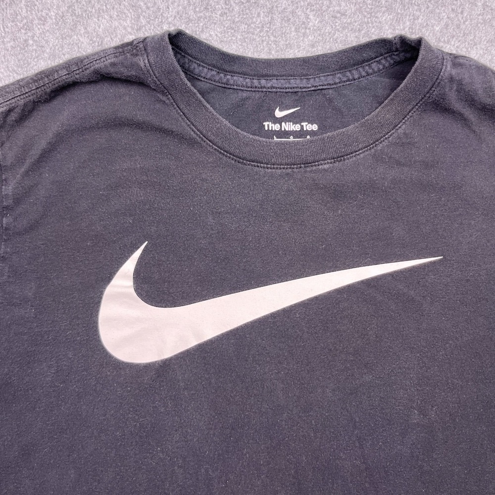 nike t-shirt black‎ crew neck short sleeve swoosh tee mens large - Picture 2 of 6